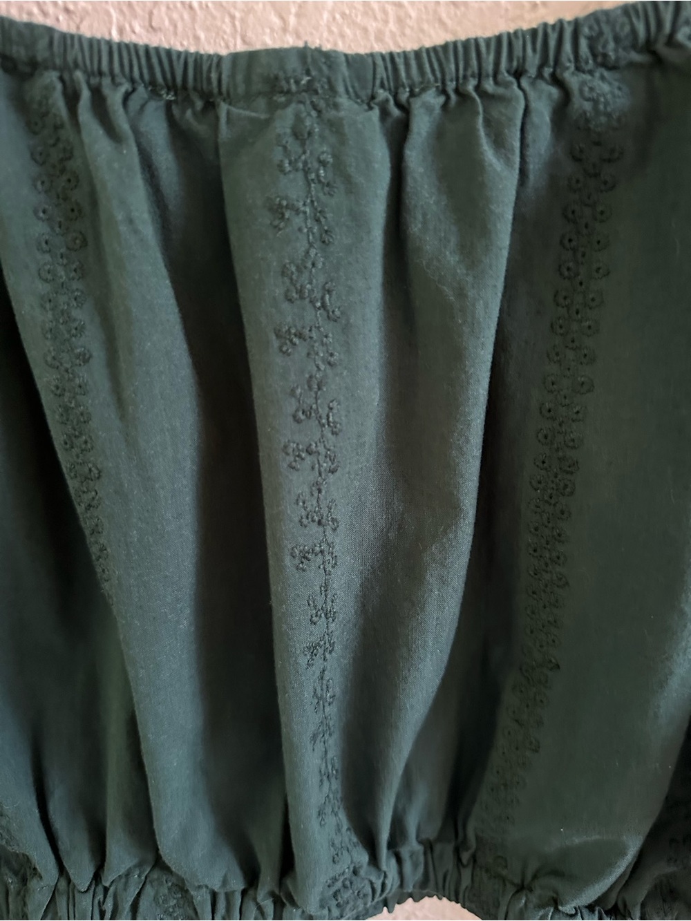 Handmade Sophie + Monterey Off Shoulder Crop Top Green Puff Sleeve Cottagecore - Picture 4 of 7